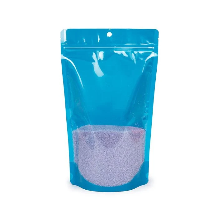 Standbodenbeutel Transparent/Neon- Blau 17,2x8,9x28,6 cm (100 Stück) [ZBGN4BL]