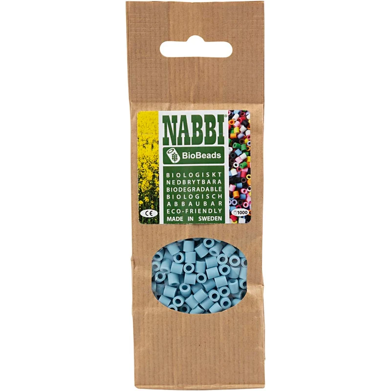 NABBI BioBeads, Größe 5x5 mm, Lochgröße 2,5 mm, medium, Pastellgrün, 1000 Stk/ 1 Pck [HOB-9067650]