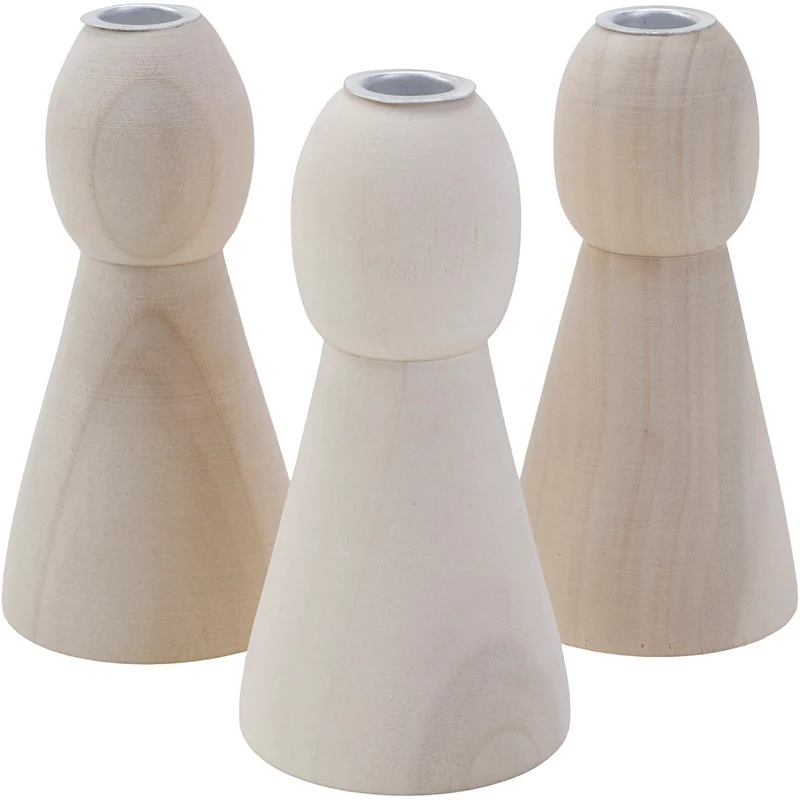 Holzkegel als Kerzenhalter, H 9,5 cm, 1 Stk [HOB-6690720]