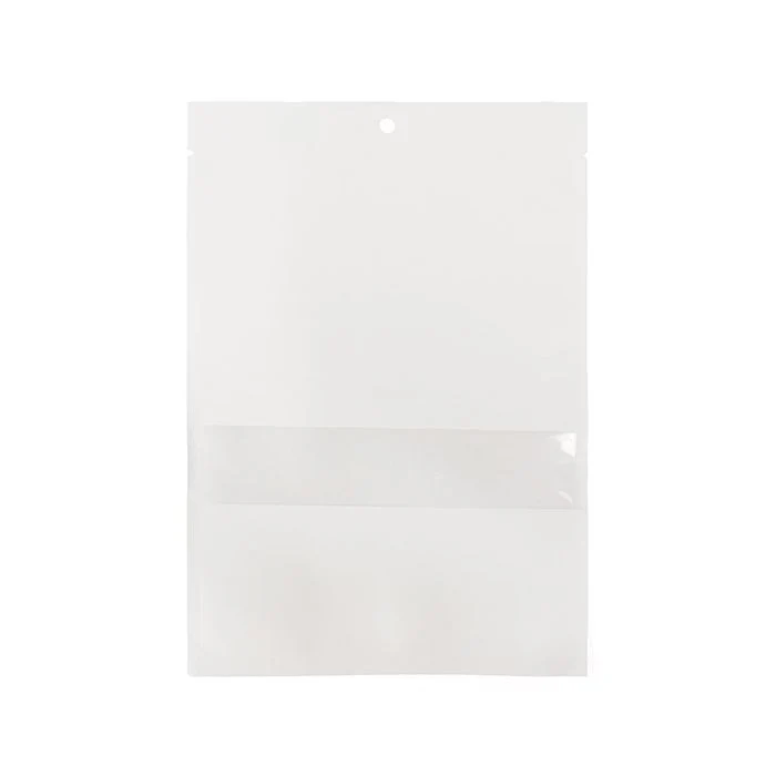 Kraft Klappenbeutel Weiß Umweltfreundlich 15,2x22,9 cm Verschließbar mit Fenster (100 Stück) [KHS69WKW]