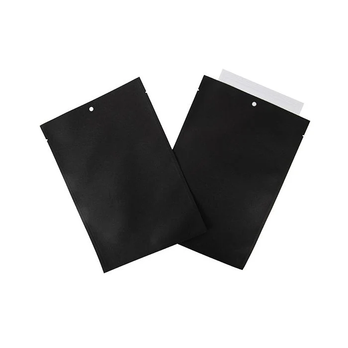 Kraft Klappenbeutel Schwarz Umweltfreundlich 15,2x22,9 cm Verschließbar (100 Stück) [KHS69BK]