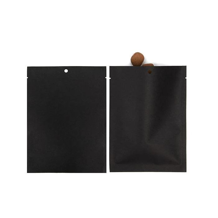 Kraft Klappenbeutel Schwarz Umweltfreundlich 12,7x17,8 cm Verschließbar (100 Stück) [KHS57BK]