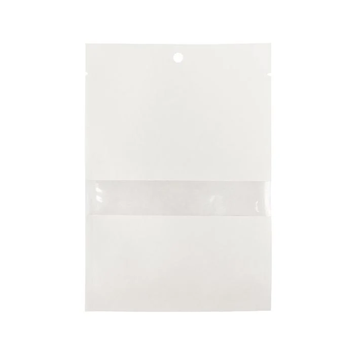 Kraft Klappenbeutel Weiß Umweltfreundlich 10,2x15,2 cm Verschließbar mit Fenster (100 Stück) [KHS46WKW]