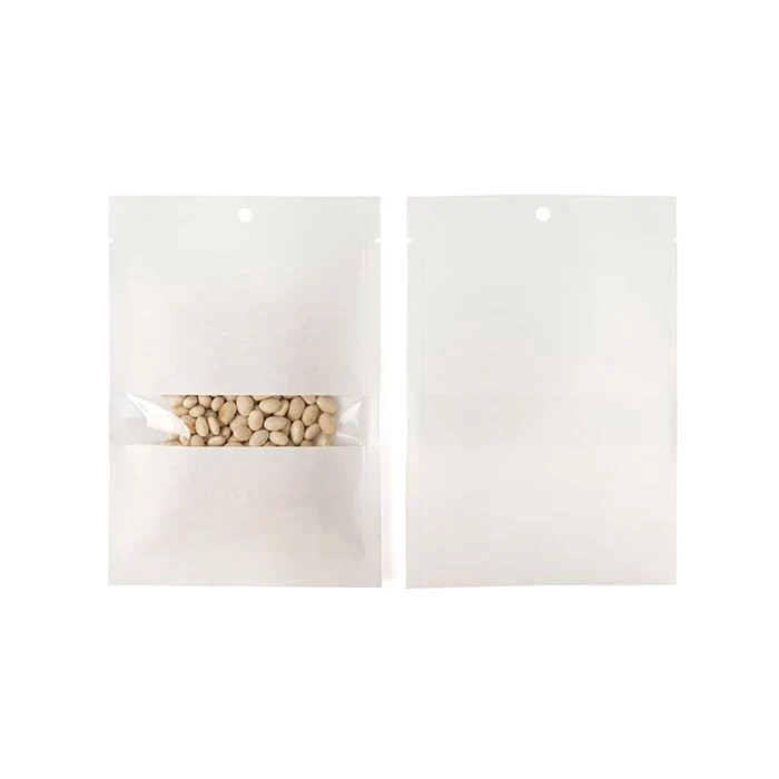 Kraft Klappenbeutel Weiß Umweltfreundlich 10,2x15,2 cm Verschließbar mit Fenster (100 Stück) [KHS46WKW]