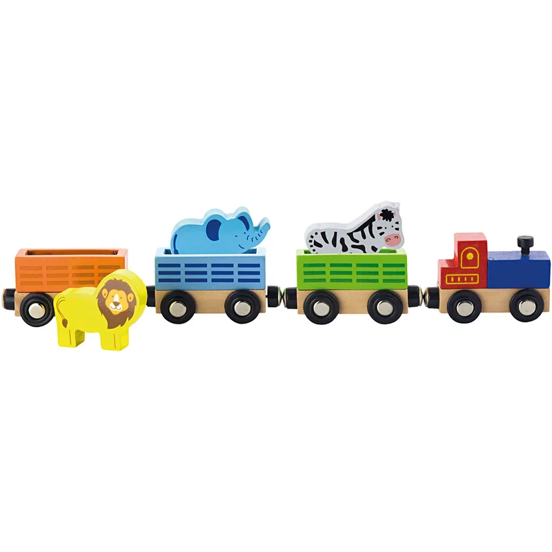 VIGA Eisenbahnzubehör, Zug mit Tierfiguren , 7 Teile/ 1 Set [HOB-907748]