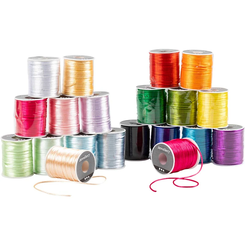 Satinband, Dicke 2 mm, Pastellfarben, Kräftige Farben, 20x50 m/ 1 Pck [HOB-980823]