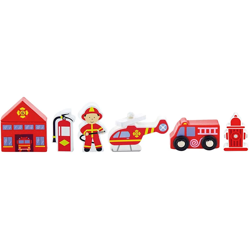VIGA Eisenbahnzubehör, Feuerwehrstation, 6 Teile/ 1 Set [HOB-907745]