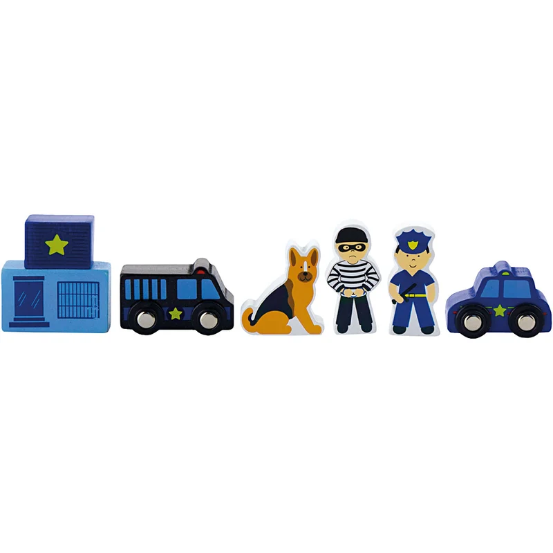 VIGA Eisenbahnzubehör, Polizei, 6 Teile/ 1 Set [HOB-907744]