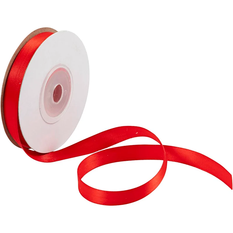 Satinband, B 10 mm, Rot, 10 m/ 1 Rolle [HOB-780134]