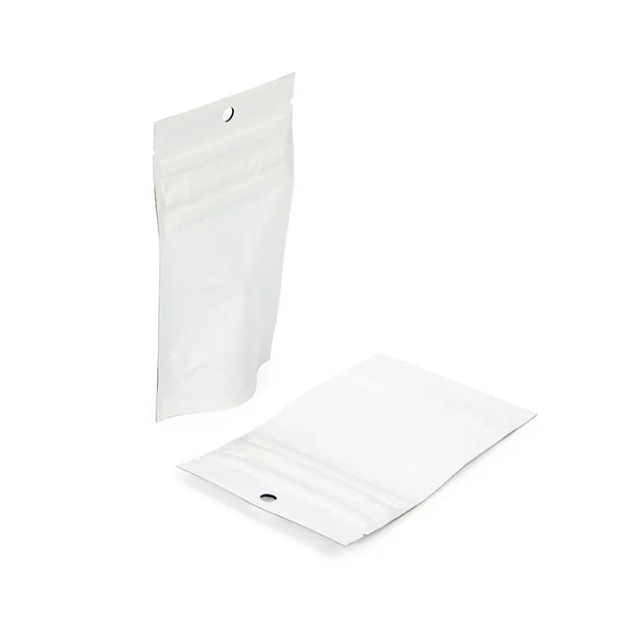 Kindersichere Standbodenbeutel Weiß 7,9x5,1x13 cm (100 Stück) [CRP1MW]