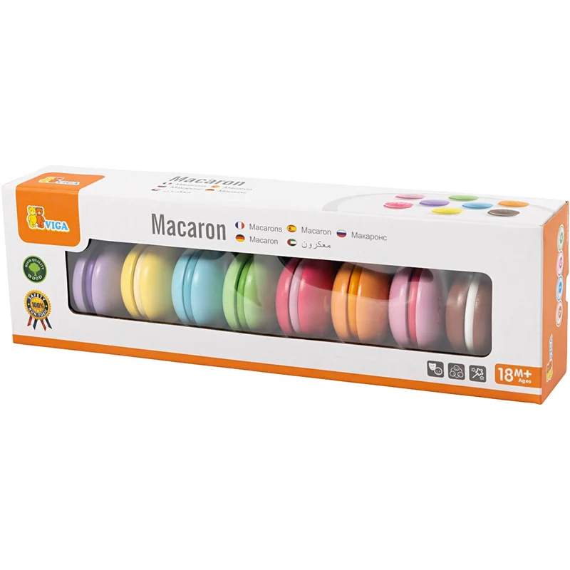 VIGA Holz-Macarons, Größe 4,5 cm, 8 Stk/ 1 Pck [HOB-907723]