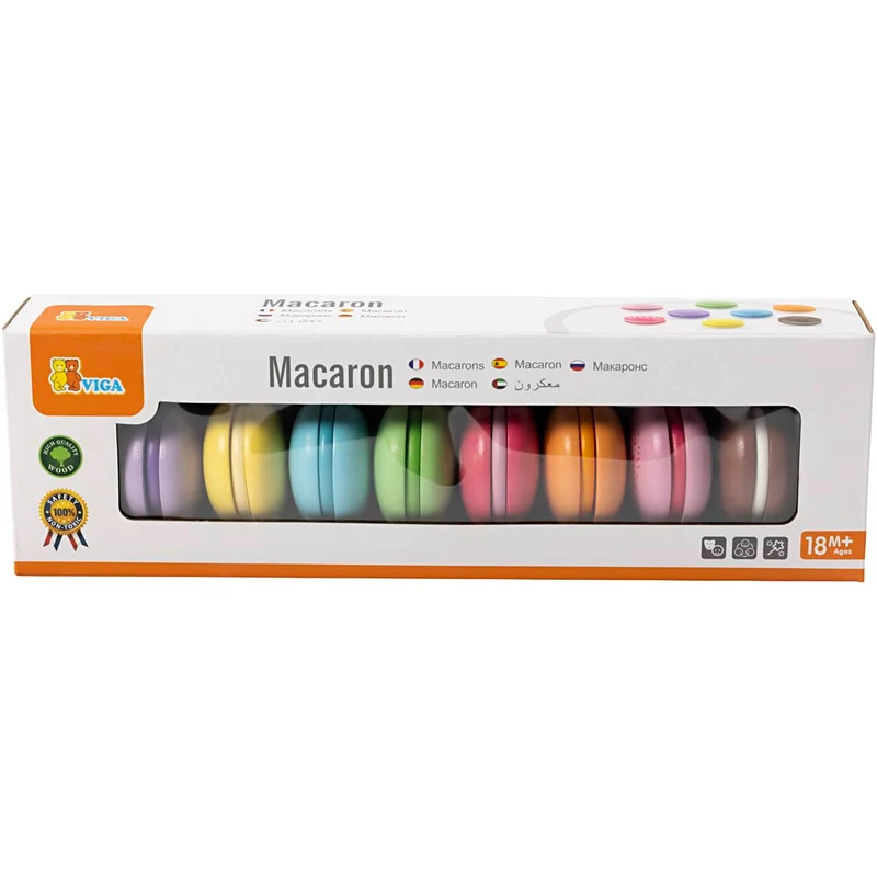 VIGA Holz-Macarons, Größe 4,5 cm, 8 Stk/ 1 Pck [HOB-907723]