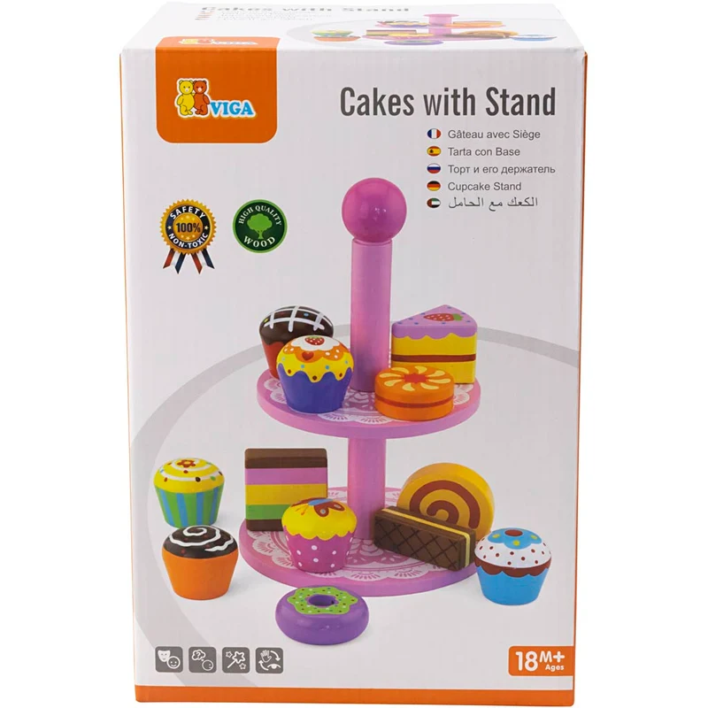 VIGA Cupcakes mit Kuchenregal, Größe 25,5 cm, 1 Set [HOB-907720]