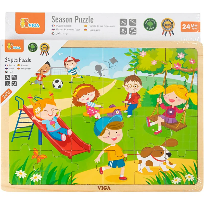 VIGA Laubsäge-Puzzle aus Holz, Saisonales, Größe 22,5x30 cm, 4x24 Stücke, 4 Stk/ 1 Pck [HOB-907873]