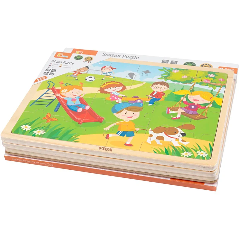 VIGA Laubsäge-Puzzle aus Holz, Saisonales, Größe 22,5x30 cm, 4x24 Stücke, 4 Stk/ 1 Pck [HOB-907873]