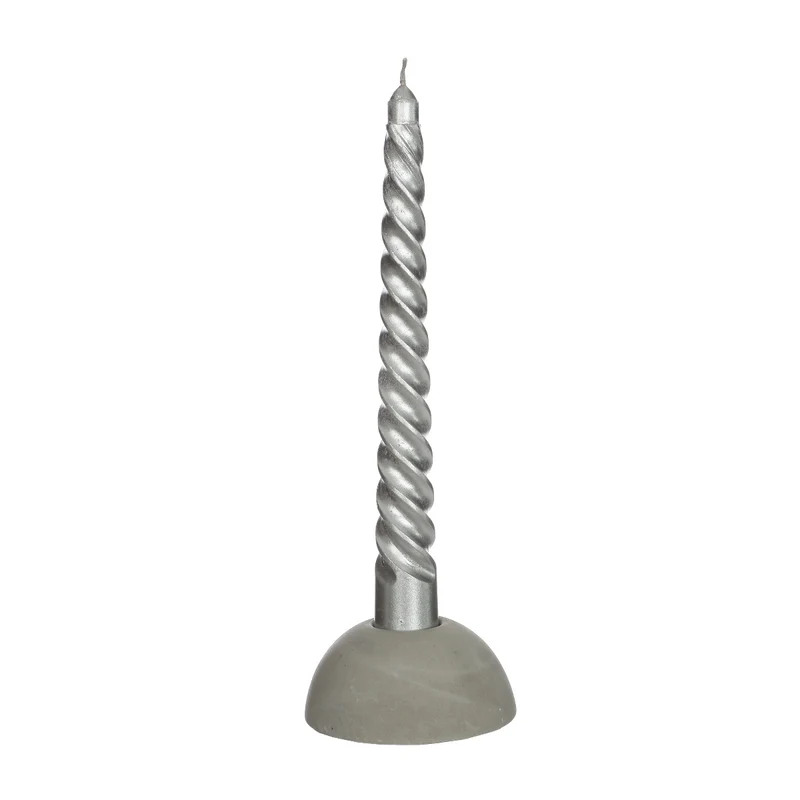 Kerzen Gedreht Silber | H: 19cm (4 Stück) [IFS-32234]