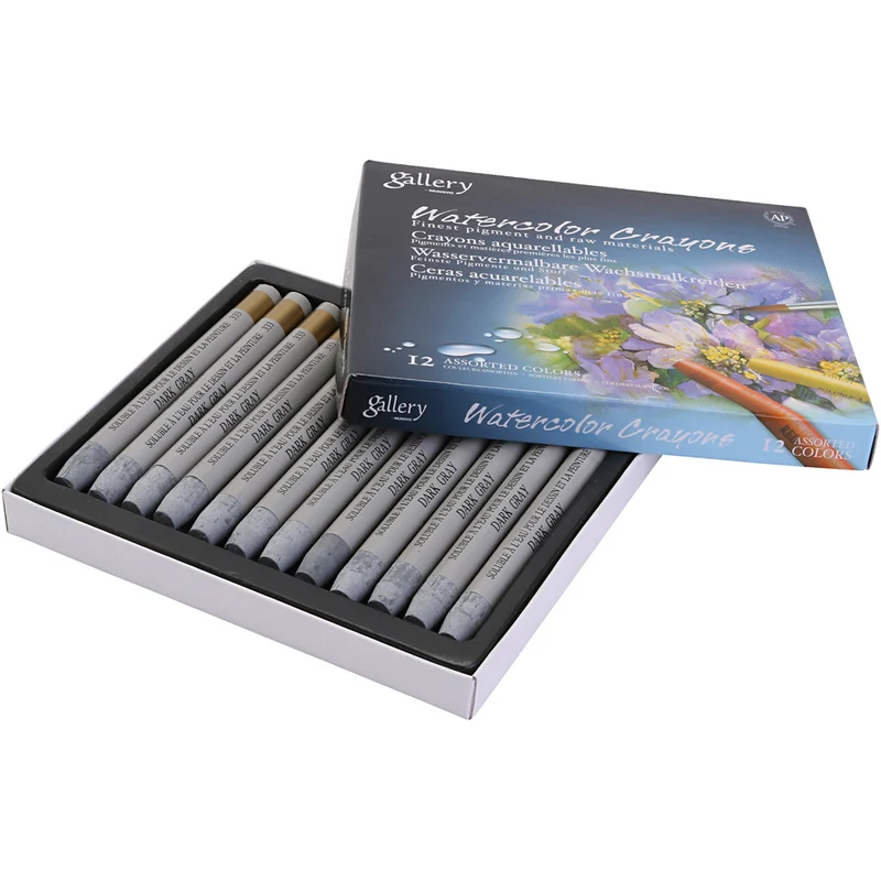 Gallery Aquarell-Kreide, Grau, 12 Stk/ 1 Pck [HOB-427382]