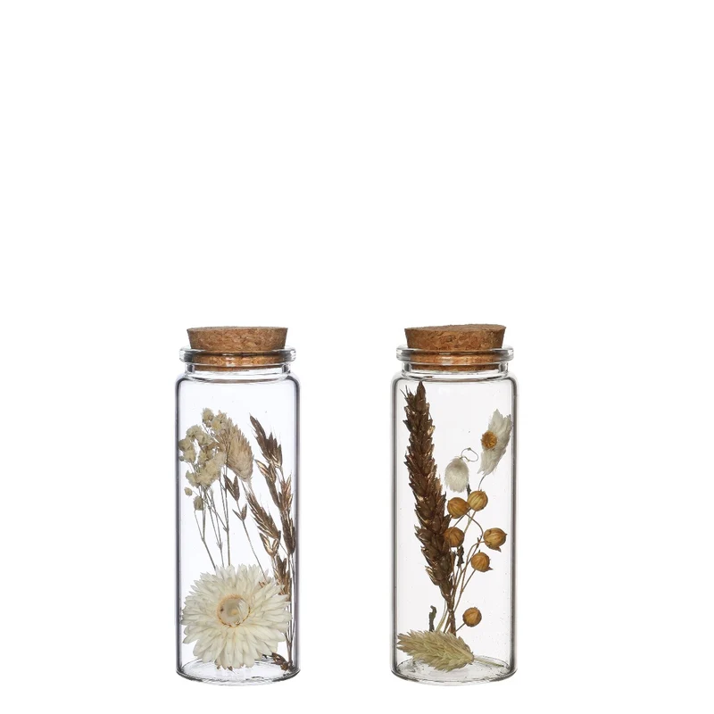 Glasröhre mit Trockenblumen Natur Ø4.5x12.5cm (12 Stück) [IFS-30346]