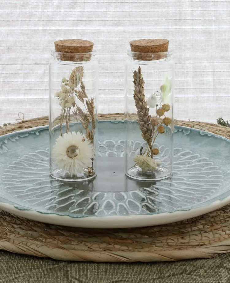 Glasröhre mit Trockenblumen Natur Ø4.5x12.5cm (12 Stück) [IFS-30346]