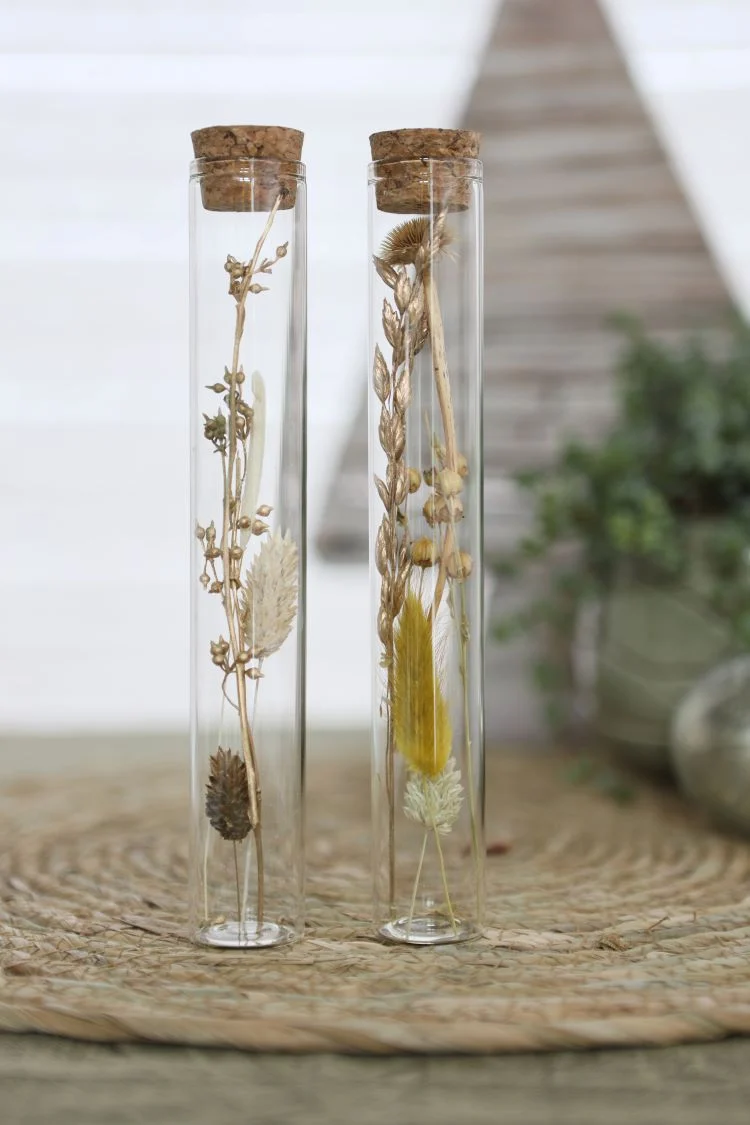 Glasröhre mit Trockenblumen Natur Ø3x20cm (12 Stück) [IFS-30344]