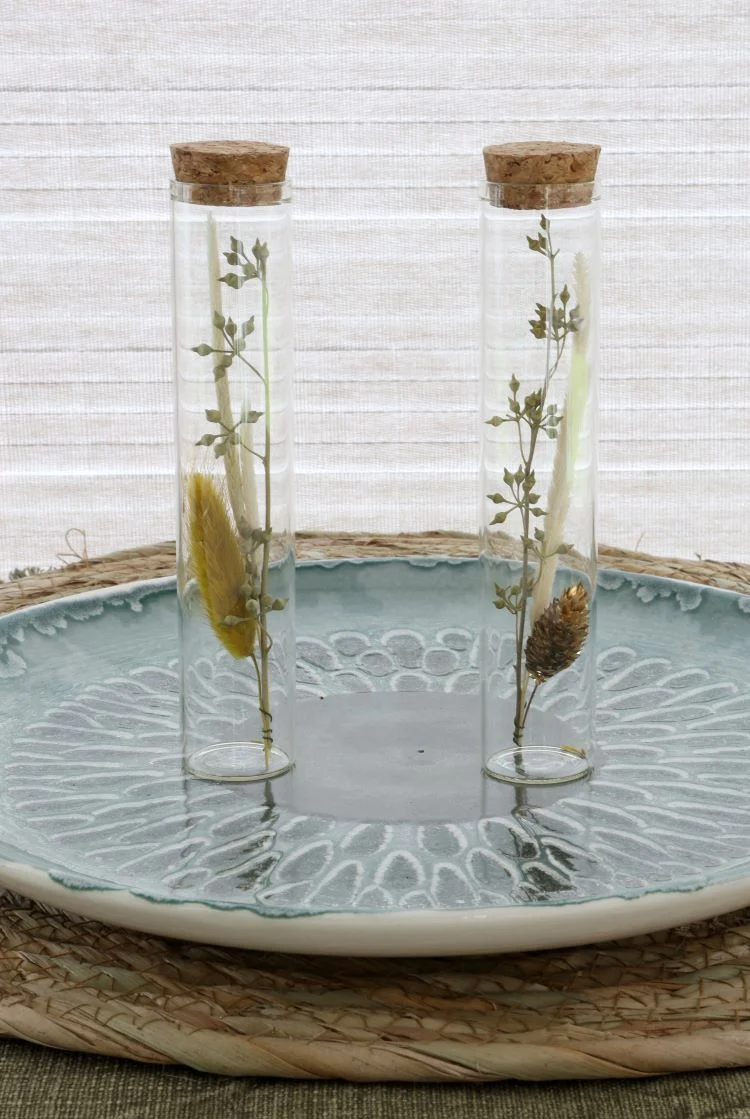 Glasröhre mit Trockenblumen Natur Ø3x15cm (12 Stück) [IFS-30343]
