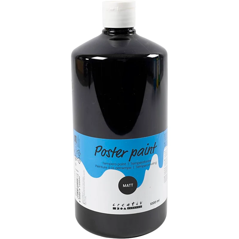 Temperafarbe Matt, Schwarz, 1000 ml/ 1 Fl. [HOB-642184]