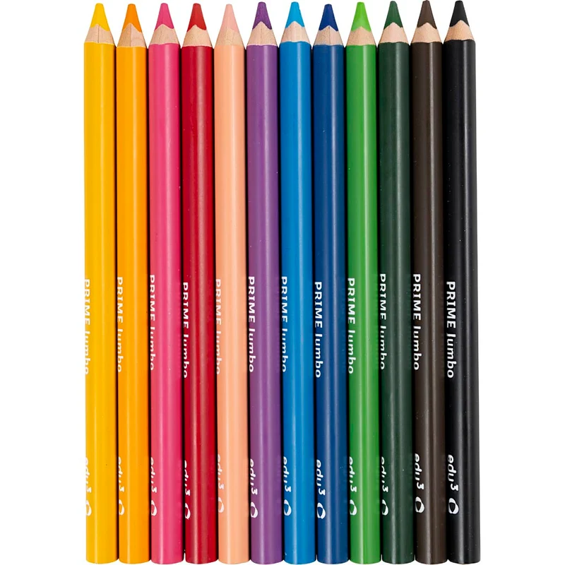 edu3 Jumbo-Buntstifte, Dicke 10 mm, Mine 6,25 mm, Sortierte Farben, 12 Stk/ 1 Pck [HOB-409212]