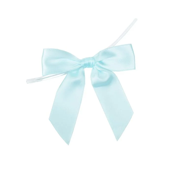 Schleife vorgebunden 8,9 cm Hell Blau (25 Stück) [BOWLB]
