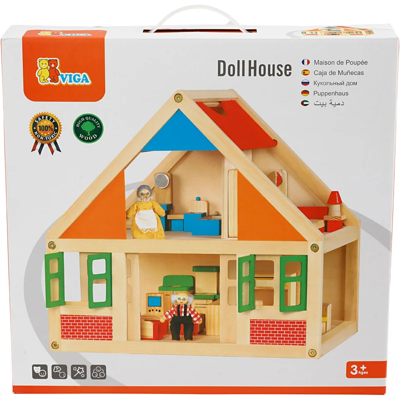 VIGA Puppenhaus aus Holz, Größe 43x40x27 cm, 1 Stk [HOB-908523]