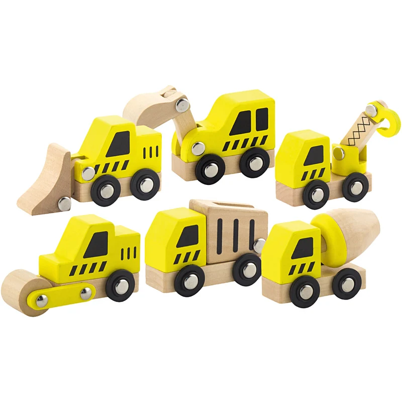 VIGA Mini-Autos, Bagger und Baufahrzeuge, Größe 7-9 cm, 6 Teile/ 1 Set [HOB-908496]