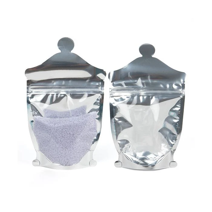 Plastikbeutel - Apothekenglasform Silber/Transparent 14x6x22.9cm (100 Stück) [SP3J]