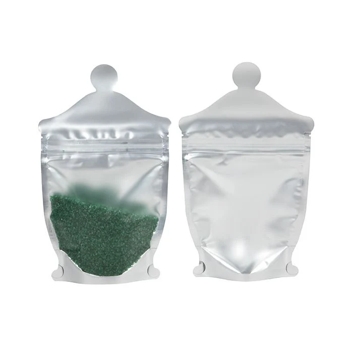 Plastikbeutel - Apothekenglasform Silber/Frostweiß 14x6x22.9cm (100 Stück) [SP3FJ]