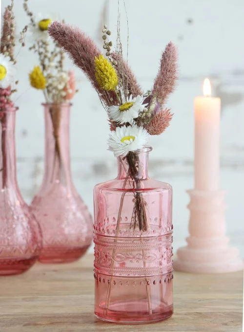 Blumenvasen Porto Ø7.5cm | H: 14.5cm Rosa (12 Stück) [IFS-29741]