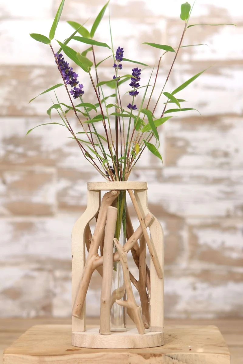 Reagenzglas mit Ständer aus recyceltem Holz Medium 11x8.5x19.5cm (1 Stück) [IFS-29647]