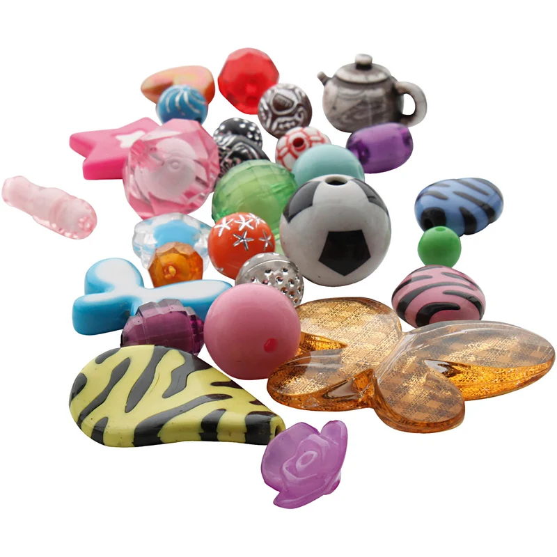 Fantasie-Mix aus Plastikperlen, Größe 5-35 mm, Lochgröße 1-4 mm, 1000 g/ 1 Pck [HOB-740591]