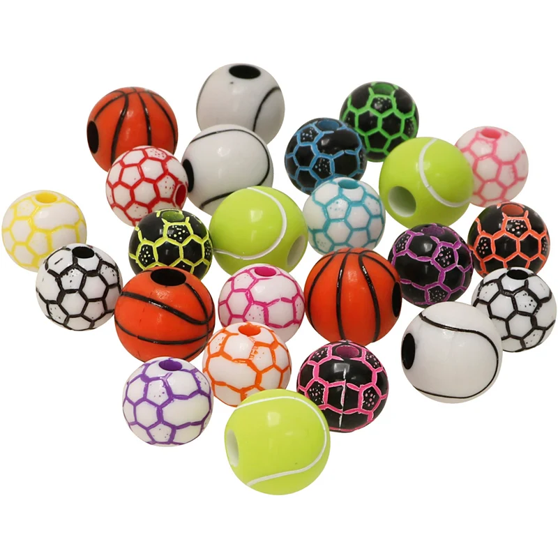 Sportball-Perlen, D 10+11 mm, Lochgröße 1,5+3 mm, 270 g/ 1 Pck [HOB-7361450]