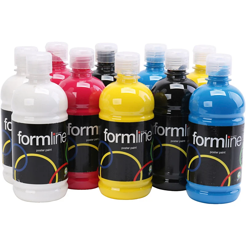 Temperafarbe Matt, Primärfarben, 10x500 ml/ 1 Pck [HOB-642090]
