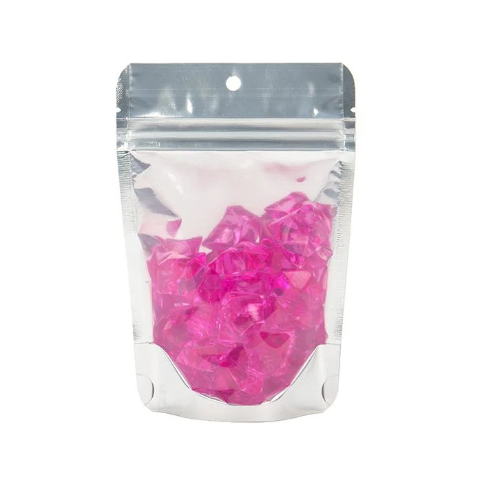 Standbodenbeutel Transparent/Weiß 10.2x6x15.2cm mit Aufhängeloch (100 Stück) [ZBGW2H]