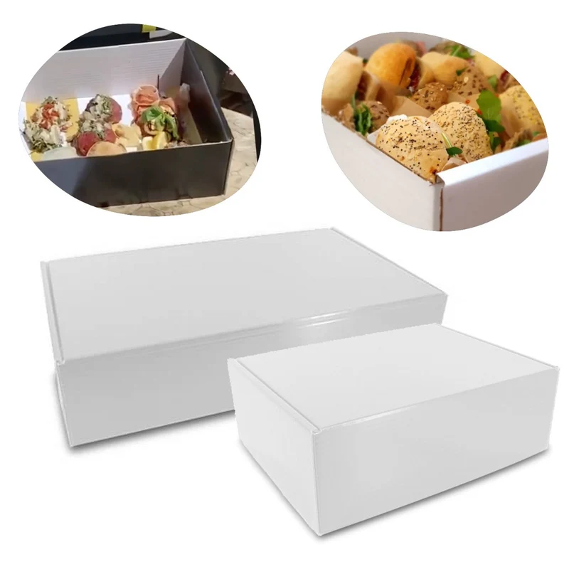 Luxus-Boxen für Lebensmittel 38x30x14cm Weiß (25 Stück) [FP-NS1024]