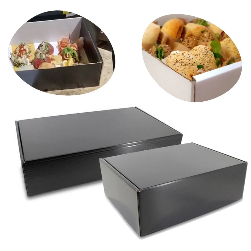 Luxus-Boxen für Lebensmittel 38x30x14cm Schwarz (25 Stück) [FP-NS1025]