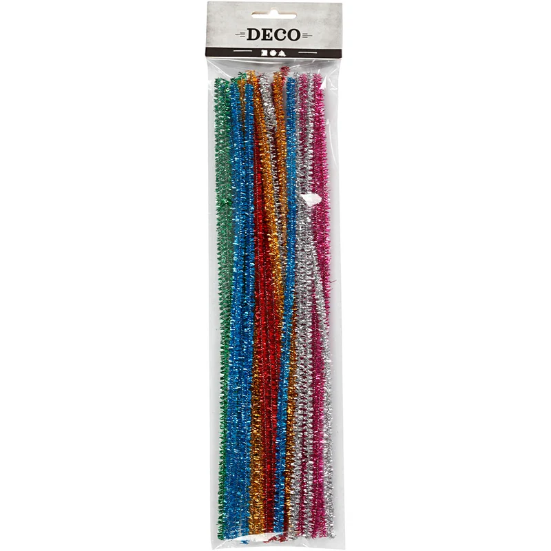 Pfeifenreiniger, L 30 cm, Dicke 6 mm, Glitter, Kräftige Farben, 24 sort./ 1 Pck [HOB-51648]