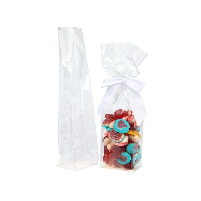 Premium Flachbodenbeutel Transparent mit Bodenblatt 12.7x7.6x30.5cm (50 Stück) [PFGPB1]