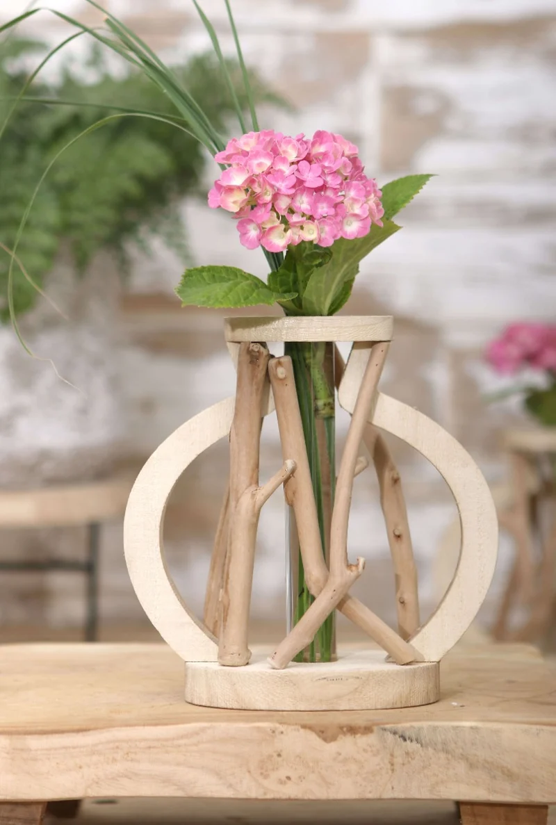 Reagenzglas mit Ständer aus recyceltem Holz Groß 14x7x18.5cm (1 Stück) [IFS-29645]
