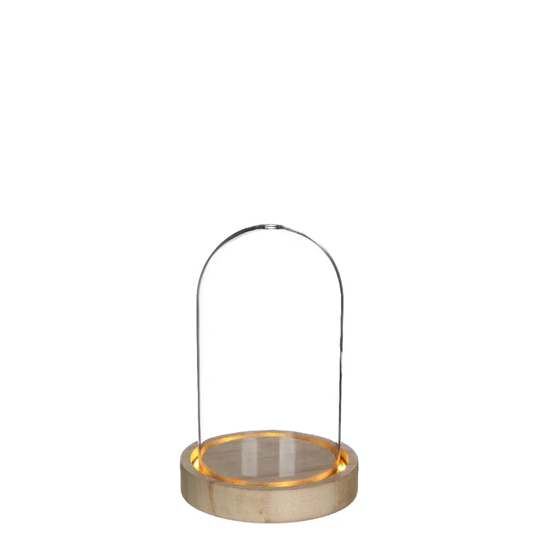 LED-Glasgefäße mit Holzsockel Ø10cm (1 Stück) [IFS-29498]