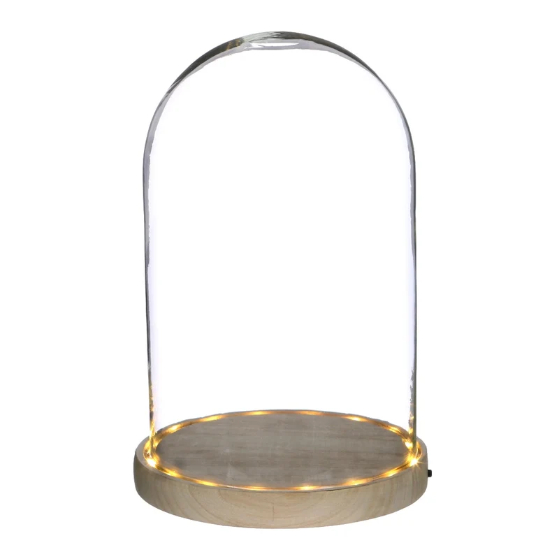 LED-Glasgefäße mit Holzsockel Ø17cm (1 Stück) [IFS-29495]