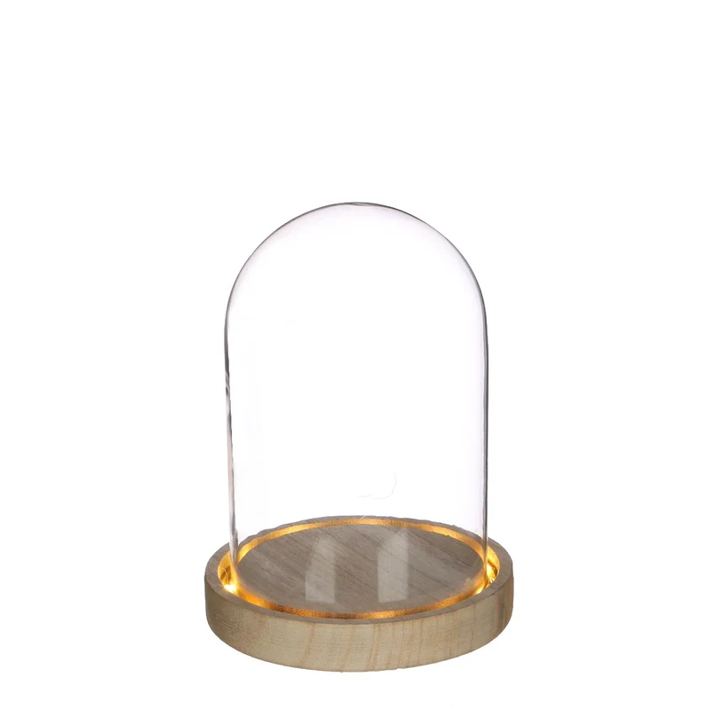LED-Glasgefäße mit Holzsockel Ø12cm (1 Stück) [IFS-29493]