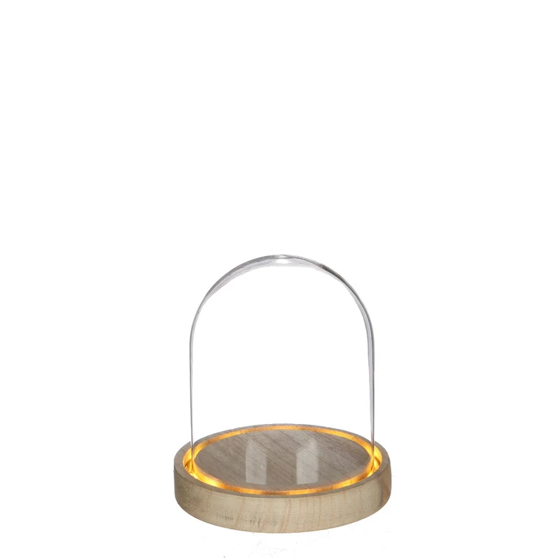 LED-Glasgefäße mit Holzsockel Ø12cm (1 Stück) [IFS-29492]