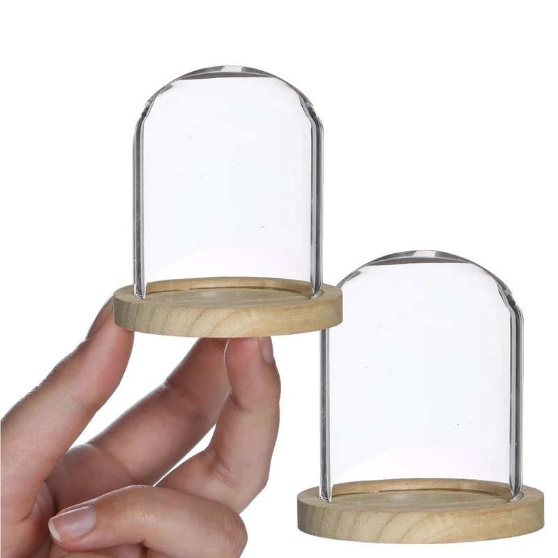 Glasgefäße mit Holz Ø8cm | H: 8cm (6 Stück) [IFS-29419]