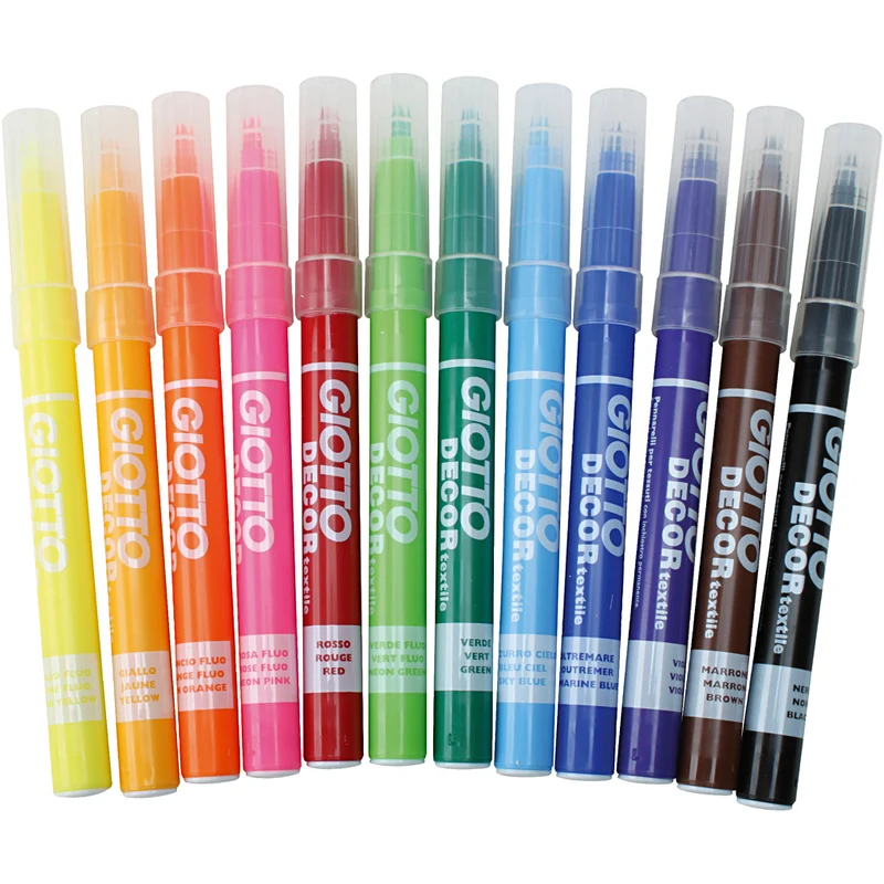 GIOTTO Stoffmalstifte, Strichstärke 4 mm, Sortierte Farben, 12 Stk/ 1 Pck [HOB-701290]