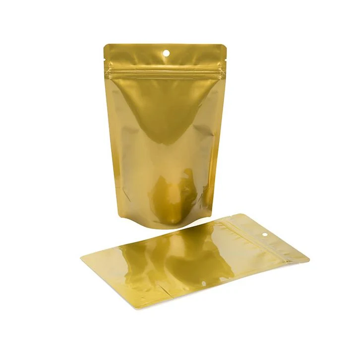 Standbodenbeutel Gold 13x7.9x20.6cm mit Aufhängeloch 113 Gramm (100 Stück) [ZBGM3GH]